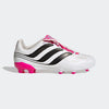 adidas Predator Precision.3 Youth Firm Ground Soccer Shoes - Fold-over Tongue, Soft Leather Forefoot, Firm Ground Outsole, Lightweight Synthetic Upper (White/Black/Pink, US Footwear Size System, Big Kid, Numeric, Medium, 4.5)