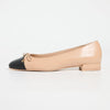 Stuart Weitzman Women's Sleek Bow Flats, Adobe/Black, 5.5 Medium US