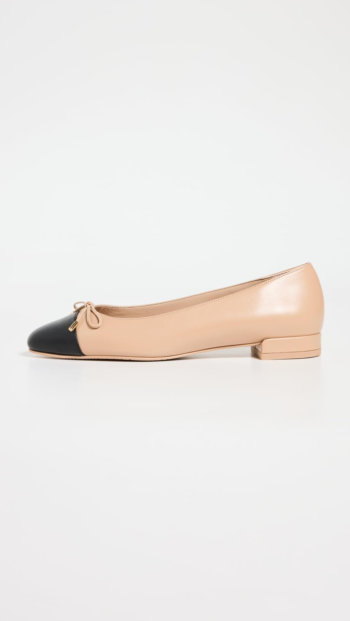 Stuart Weitzman Women's Sleek Bow Flats, Adobe/Black, 5.5 Medium US