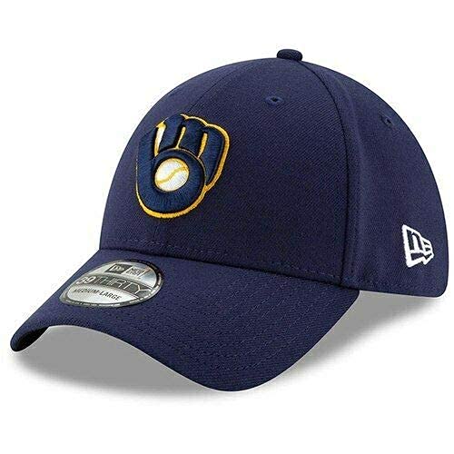 New Era Milwaukee Brewers MLB 3930 39THIRTY Flexfit Cap Hat (Small/Medium) Navy