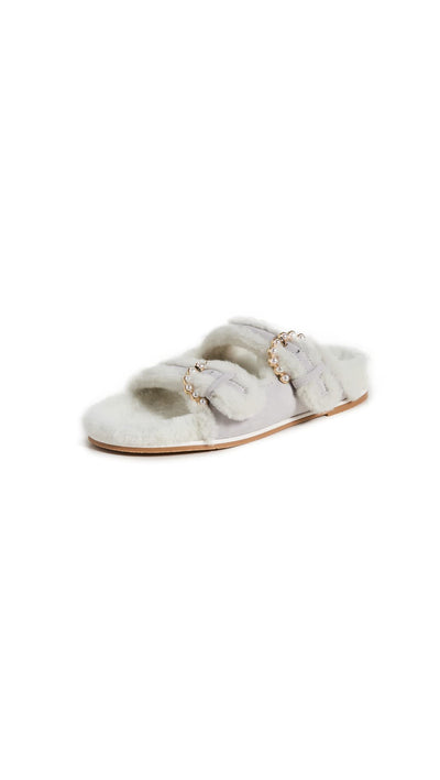 Stuart Weitzman Piper Chill Slide Sandal Perla/White 7 B