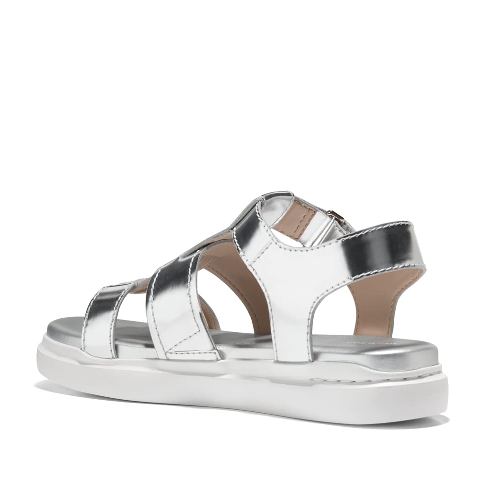 COLE HAAN WOMENS GRANDPRØ RALLY FISHERMAN SANDAL, SILVER SPECCHIO, 6-B US
