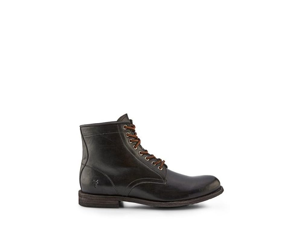 Frye Tyler Lace Up Boots for Men Crafted from Soft Vintage Leather with Blake Construction, Burnished Toe and Heel, and Rubber Inserts on Leather Soles – 5 ¾” Shaft Height, Black - 8 M