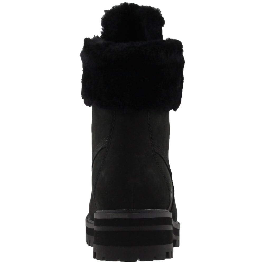 Timberland Women's Courmayeur Valley Waterproof 6in with Shearling Fashion Boot Black Nubuck 7.5 M US