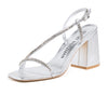 Stuart Weitzman Women's Soiree Crystal 85mm Block Sandals, Silver/Clear, 5.5 Medium US