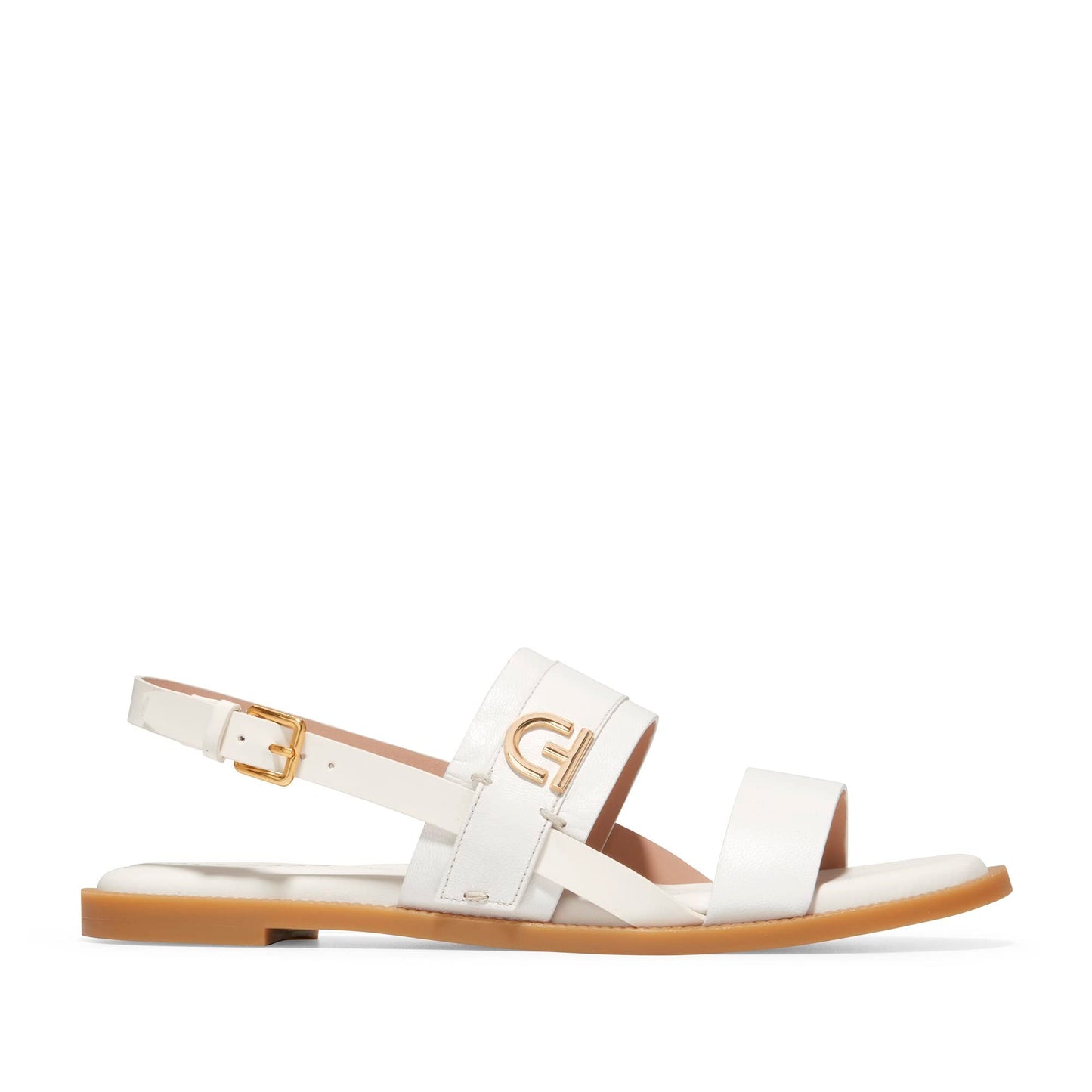Cole Haan WOMENS CHARLOTTE FLAT SANDAL, IVORY LEATHER, 9.5-B US
