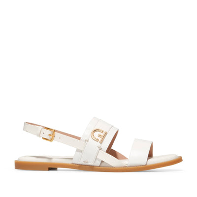 Cole Haan WOMENS CHARLOTTE FLAT SANDAL, IVORY LEATHER, 9.5-B US