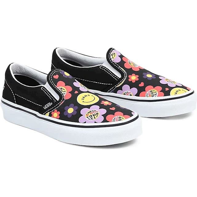 Vans Kid's Classic Slip On, (Radically Happy) Black, Size 12.5 Little Kid