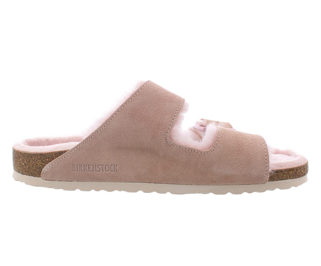 Birkenstock Women's Arizona Shearling Sandals, Light Rose/Light Rose, Pink, 8 Narrow US