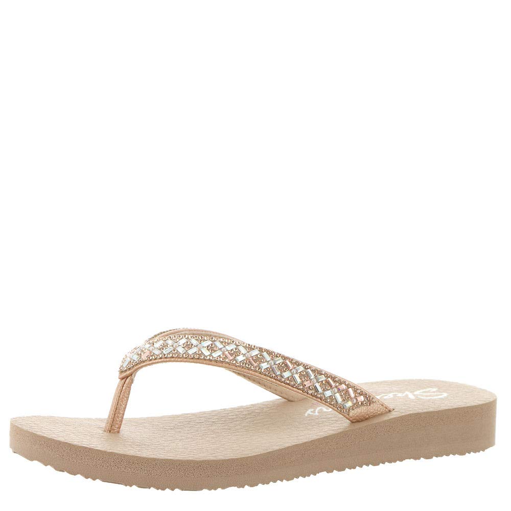Skechers Cali Women's womens Meditation - Lotus Bae Flip Flop, Rose Gold, 10 US