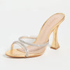 SCHUTZ Women's Aileen Heels, Transparente/Cristal, Gold, Clear, 7 Medium US