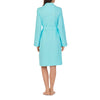 Lauren Ralph Lauren Hartford Lounge Short Shawl Collar Robe - Robe for Women - Long Sleeves - Quilted Cuffs Soft Turquoise LG (US 12-14) One Size