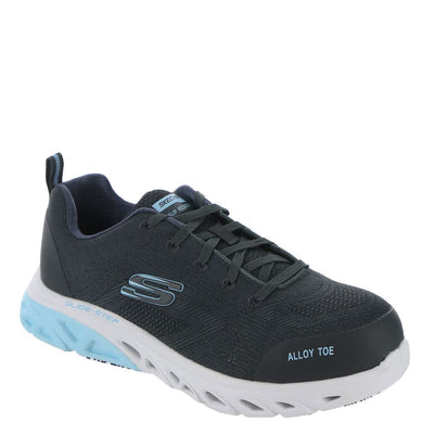 Skechers Work Glide Step SR Work Shoe 108086 Womens Oxford 75 BM US CharcoalLight Blue
