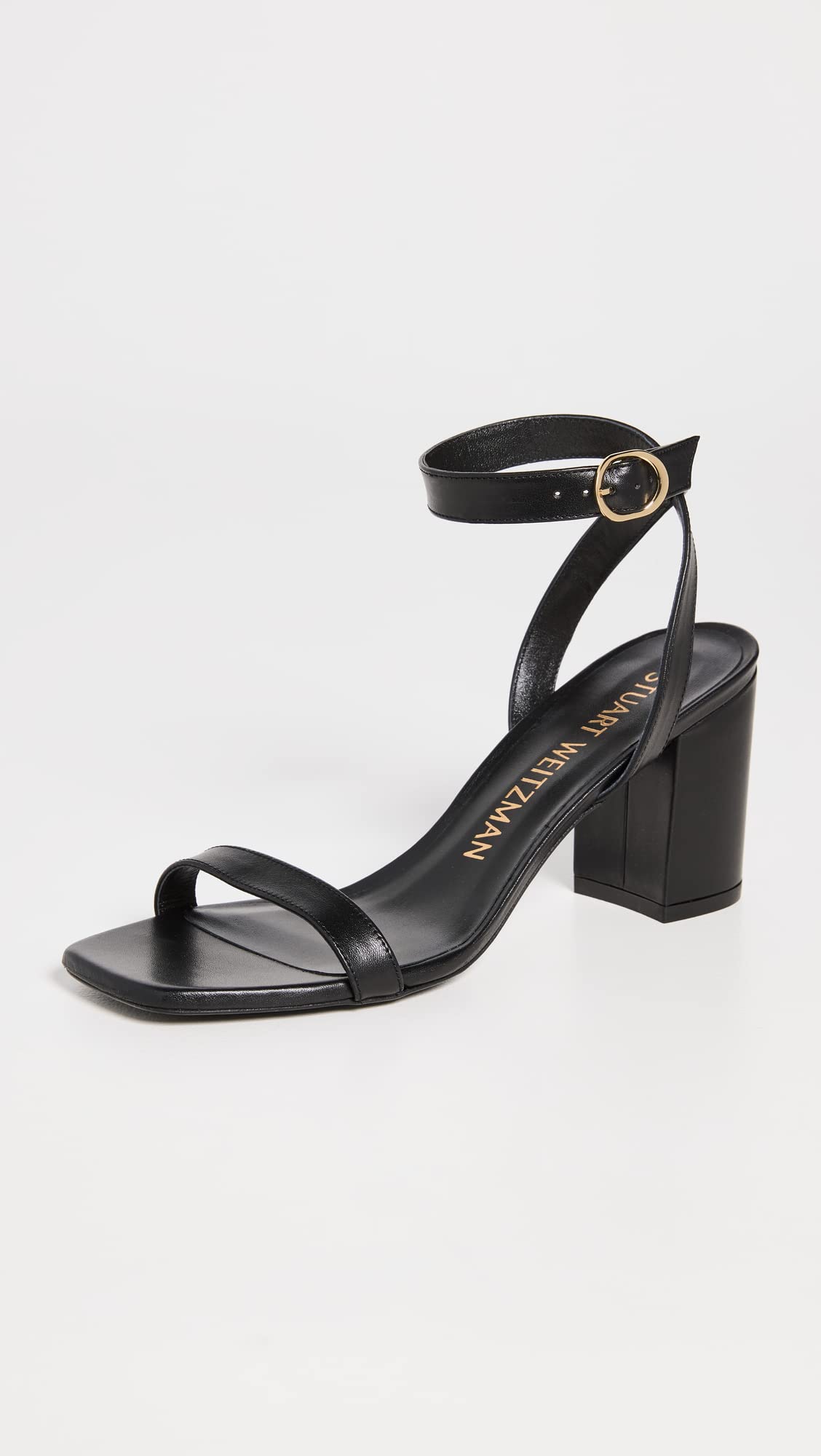 Stuart Weitzman Women's Nearlybare Sandals, Black, 8 Medium US