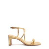 SCHUTZ Women's Aimee Mid Block Sandal, Ouro Claro, 7