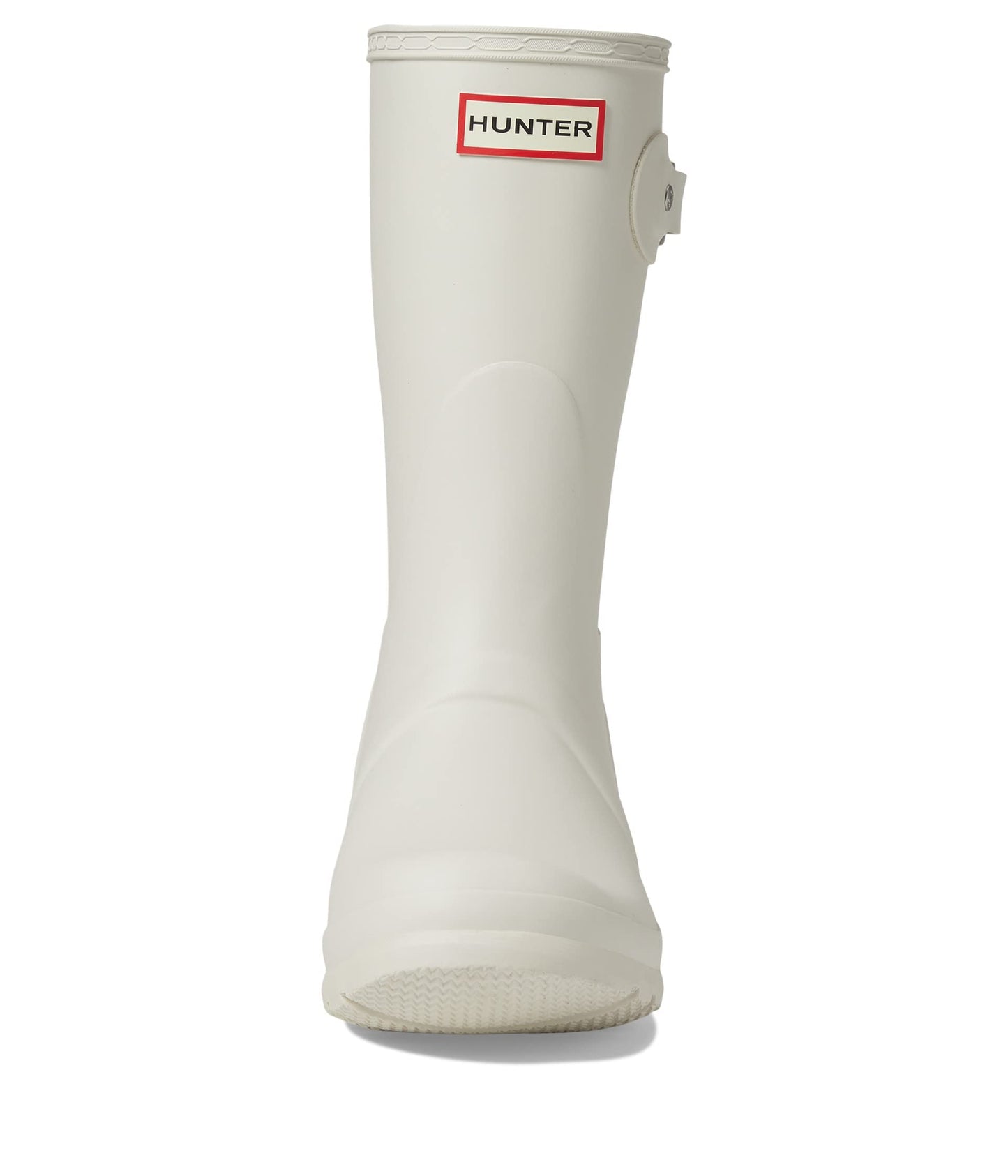 Hunter Original Short Logo Backstrap Boot for Women - Rubber Upper with Recycled Polyester Lining, and Buckle Closure White Willow 8 M