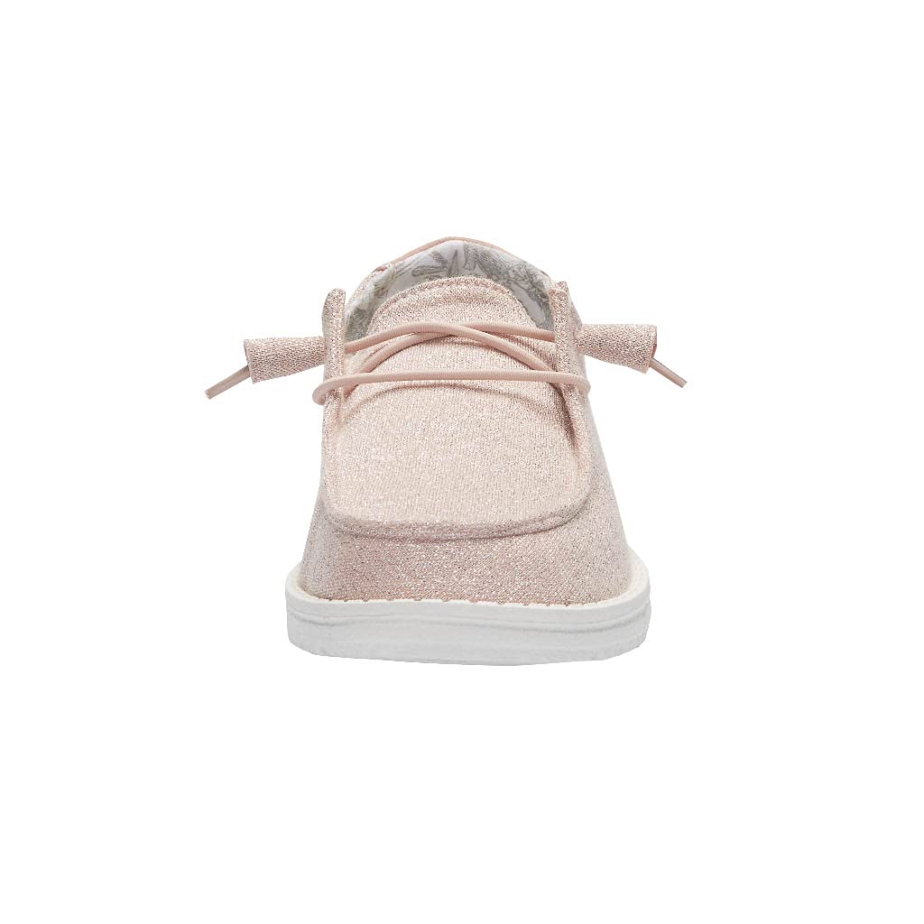 Hey Dude Women's Wendy Stretch Sparkling Pink Size 6 | Women’s Shoes | Women’s Lace Up Loafers | Comfortable & Light-Weight