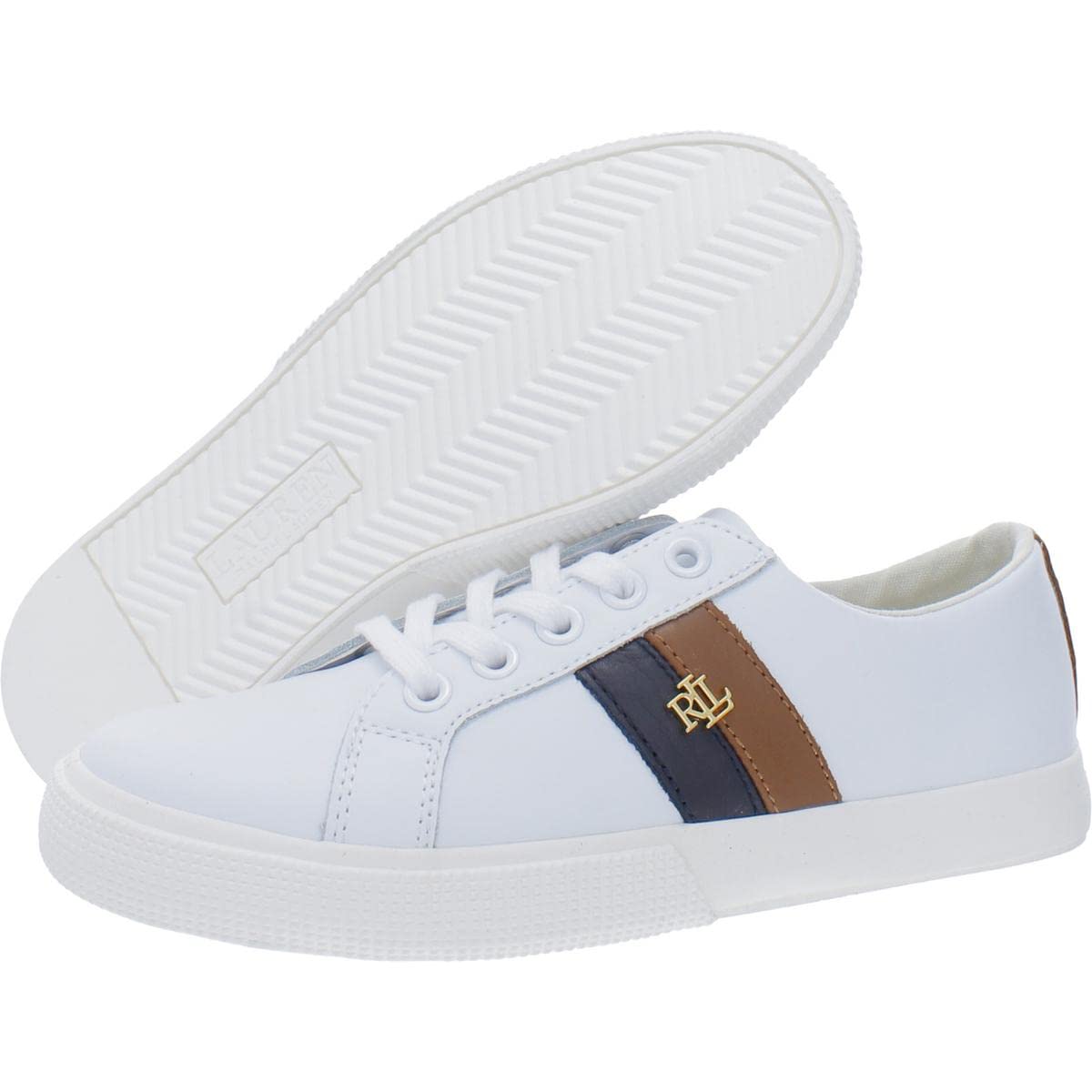 Lauren Ralph Lauren Womens Janson ll Leather Athletic and Training Shoes White
