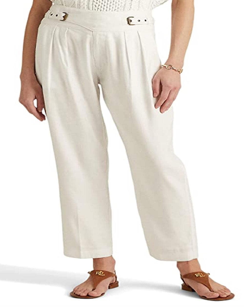 Ralph Lauren Women's Pleated Twill Ankle Pants White Size 6