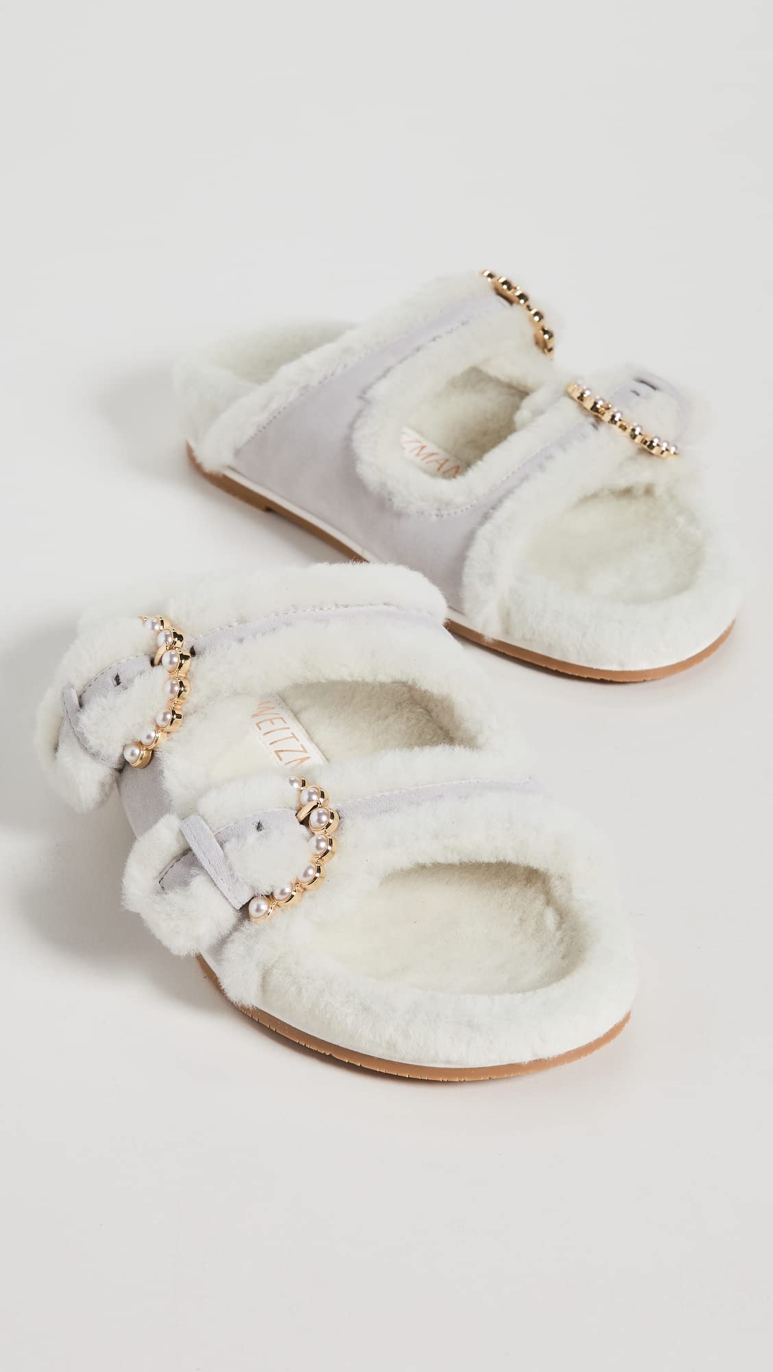 Stuart Weitzman Piper Chill Slide Sandal Perla/White 7 B