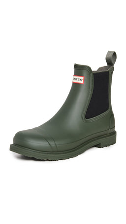 Hunter Boots Men's Men's Commando Chelsea Boots, Dark Olive, Green, 13 Medium US