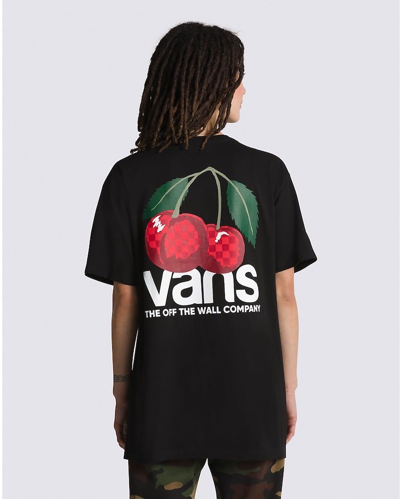 Vans Men's Short Sleeve T-Shirt, Cherry Check Black, X-Large