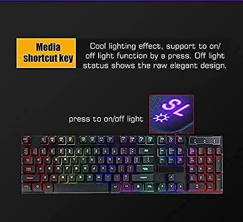 Gaming Keyboard and Mouse USB Wired for Desktop Computer PC Gamer Laptop