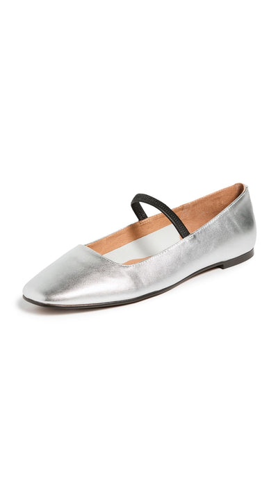Madewell Women's The Greta Ballet Flats, Silver, 6 Medium US