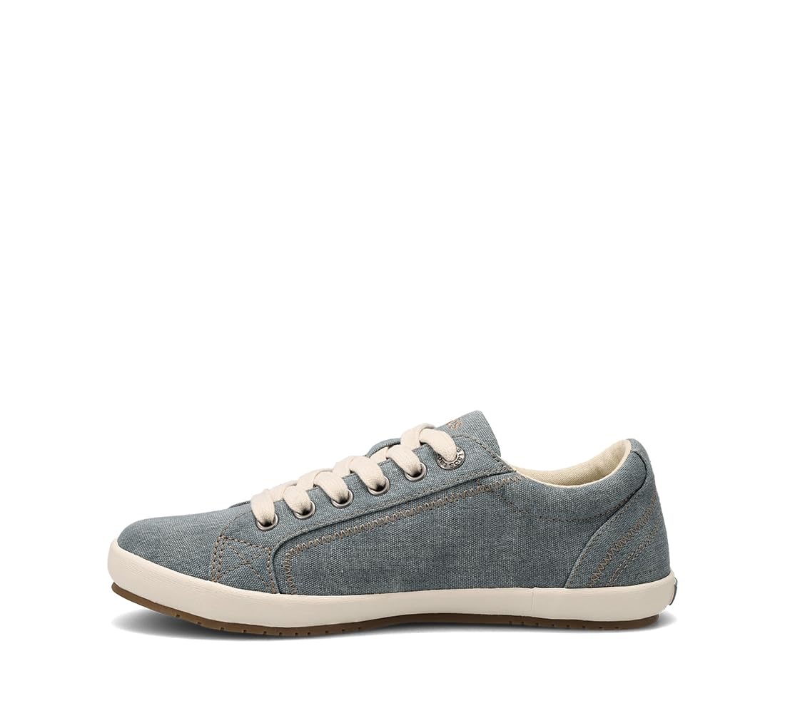 Taos Star Women's Sneaker - Iconic Style With Canvas Design for Everyday Adventures - Custom Fit Lacing and Premium Removable Footbed with Arch Support for All Day Comfort Lake Blue Wash Canvas 6 M US