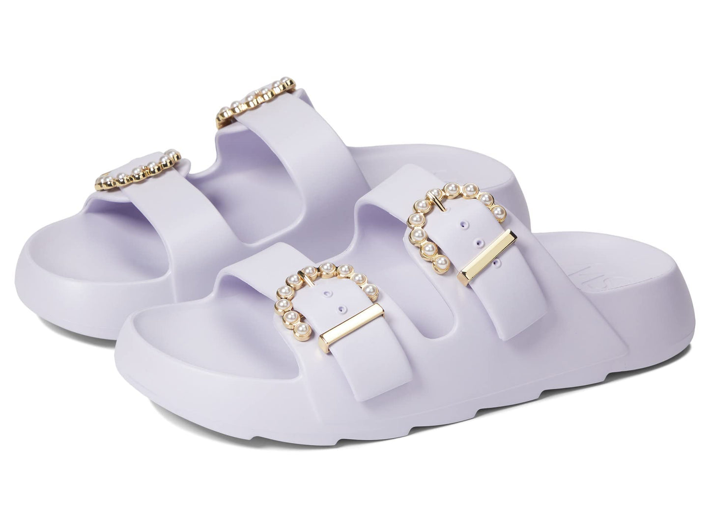 Stuart Weitzman Pearl Buckle Slide Wisteria 10 B