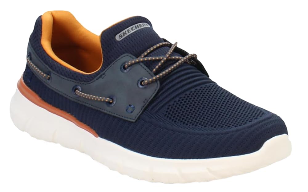 Skechers Men's Del Retto-Clean Slate Knitted Bungee Slip On, Navy, 14 W US