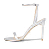 Stuart Weitzman Barelynude 100 Sandal Silver 9 B