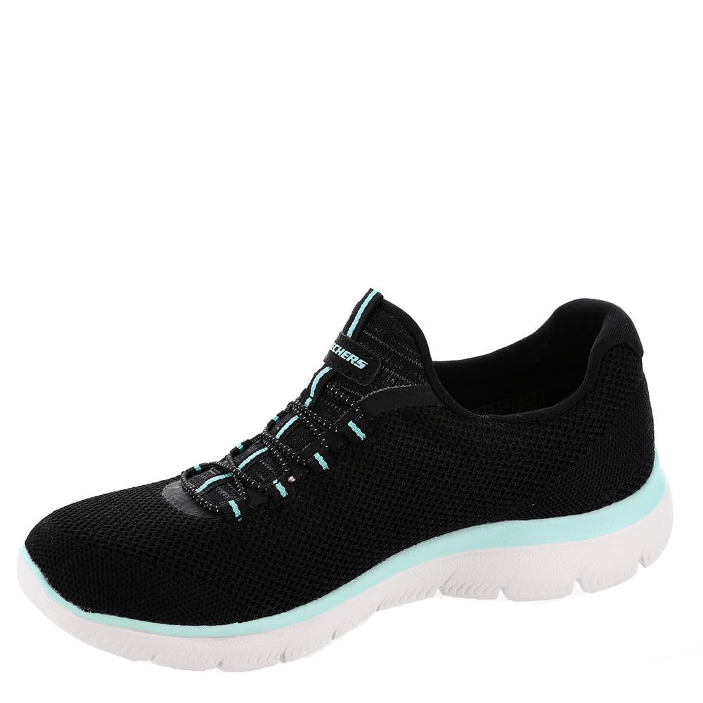 Skechers Sport Summits-Cool Classic Athletic Sneaker Women's Sneaker, 11 C/D US, Black-Turquoise