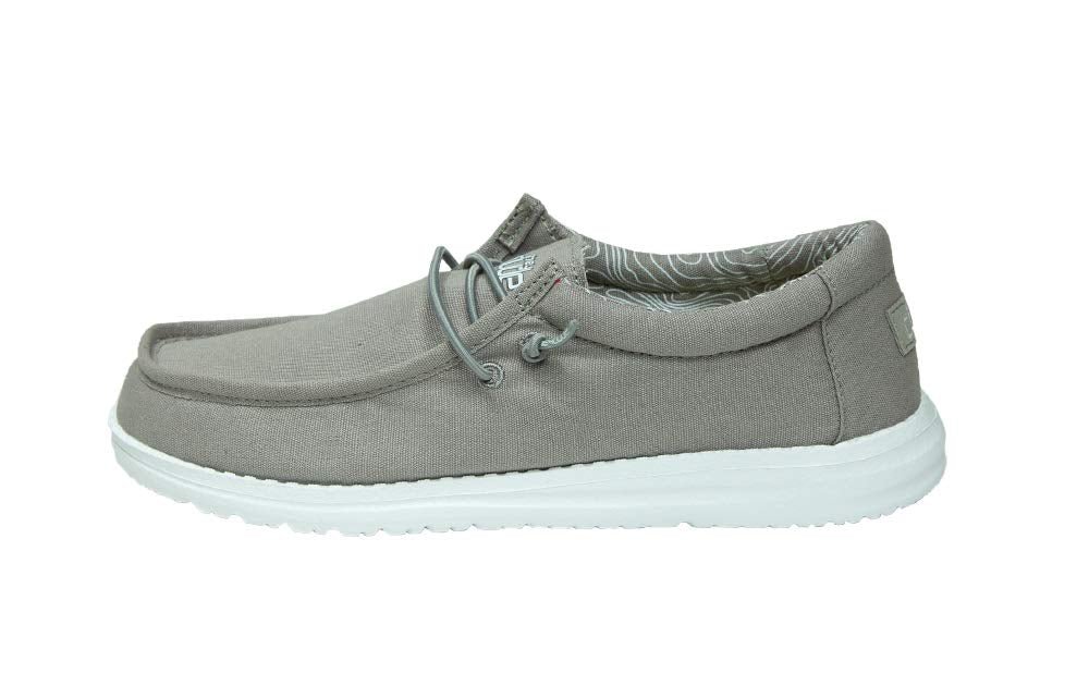 HEYDUDE Boy's Wally Youth Multiple Colors | Boys Shoes | Boy's Lace Up Loafers | Comfortable & Light-Weight Grey