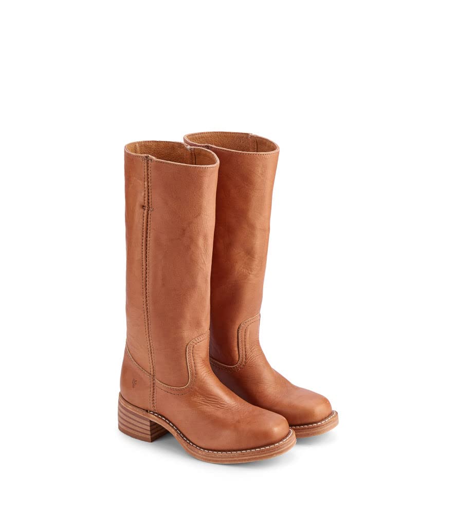 Frye Campus 14L Iconic Tall Boots for Women Crafted from Signature Montana Leather with Genuine Stitch Welt Construction and Stacked Leather Heel, Saddle - 5.5 M
