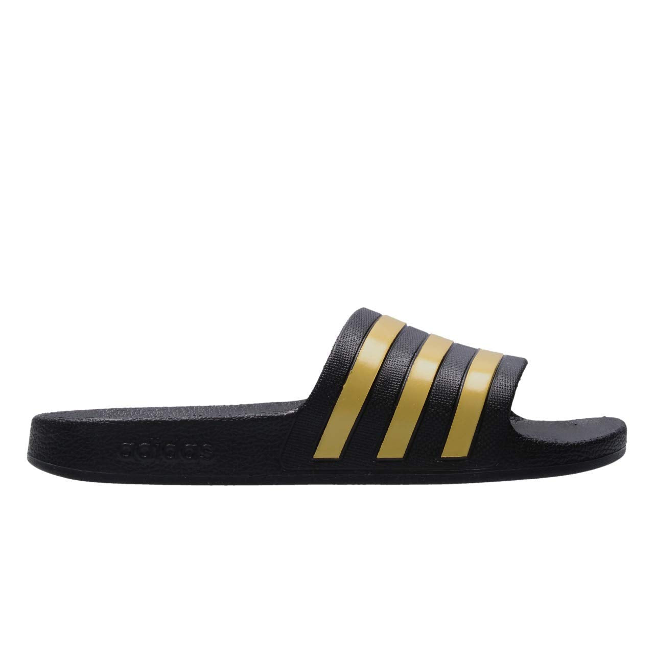 adidas Unisex Flip Flop Slide Sandal, Core Black/Gold Metallic/Core Black, 9 US Men