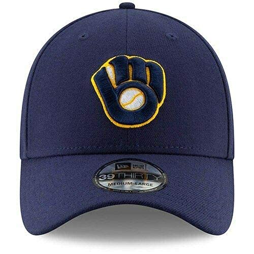 New Era Milwaukee Brewers MLB 3930 39THIRTY Flexfit Cap Hat (Small/Medium) Navy