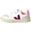 VEJA Small V-10 W (Toddler/Little Big Kid) Sneaker, White_Magenta_Sari, 12.5 Wide US Unisex