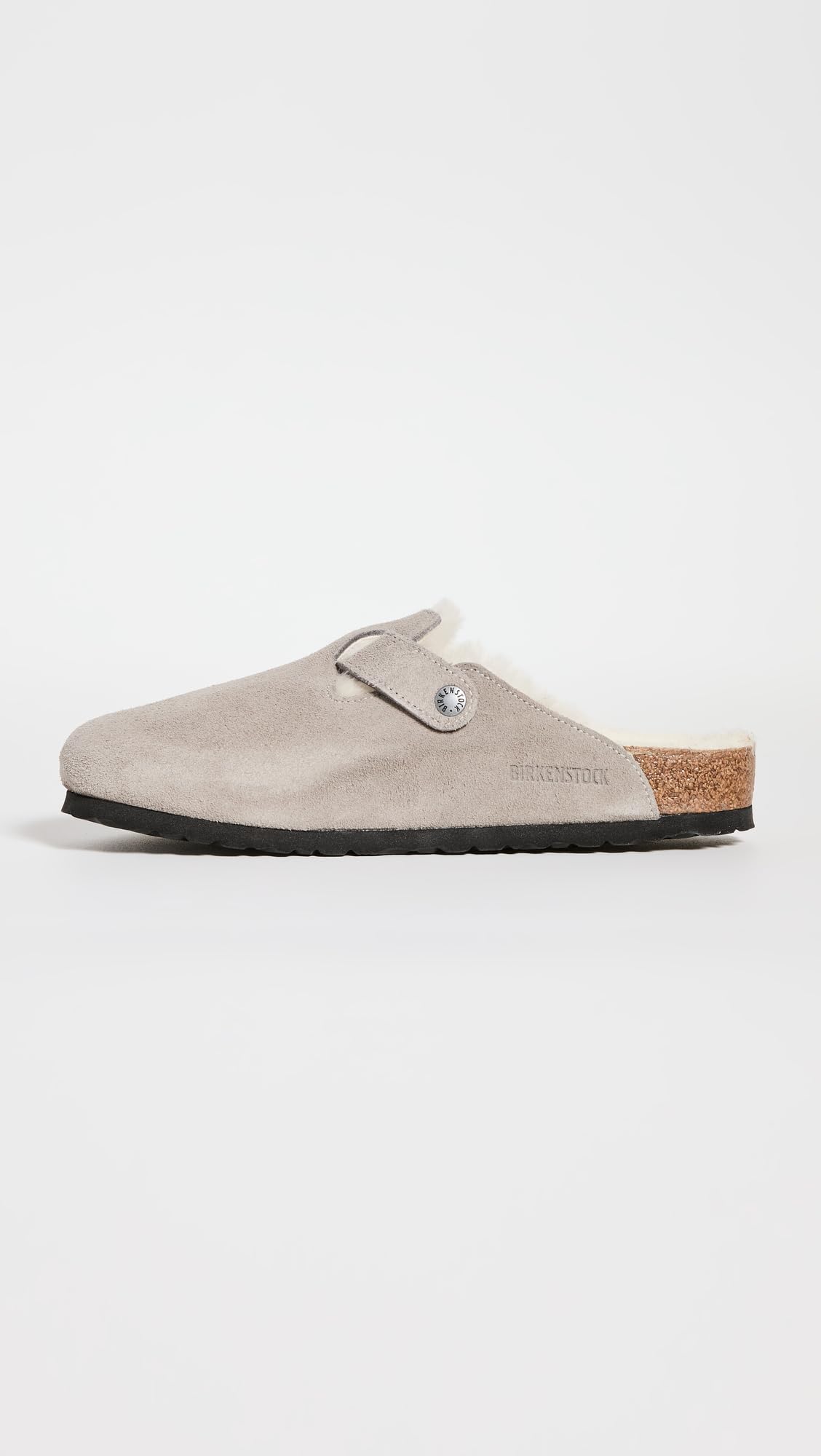 Birkenstock Men's Boston Shearling Sandals, Stone Coin/Natural, Grey, 10 Medium US