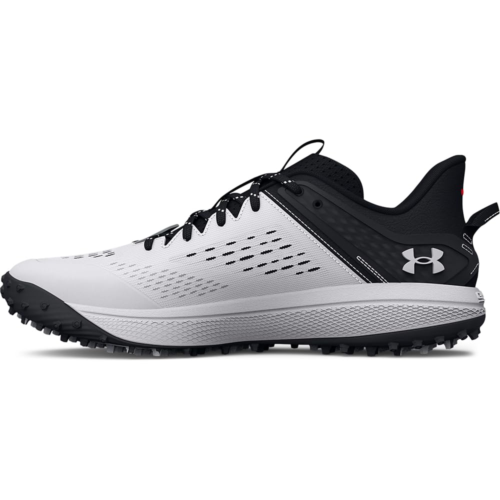 Under Armour Men's Yard Low Turf Baseball Shoe, (002) Black/White/White, 5.5