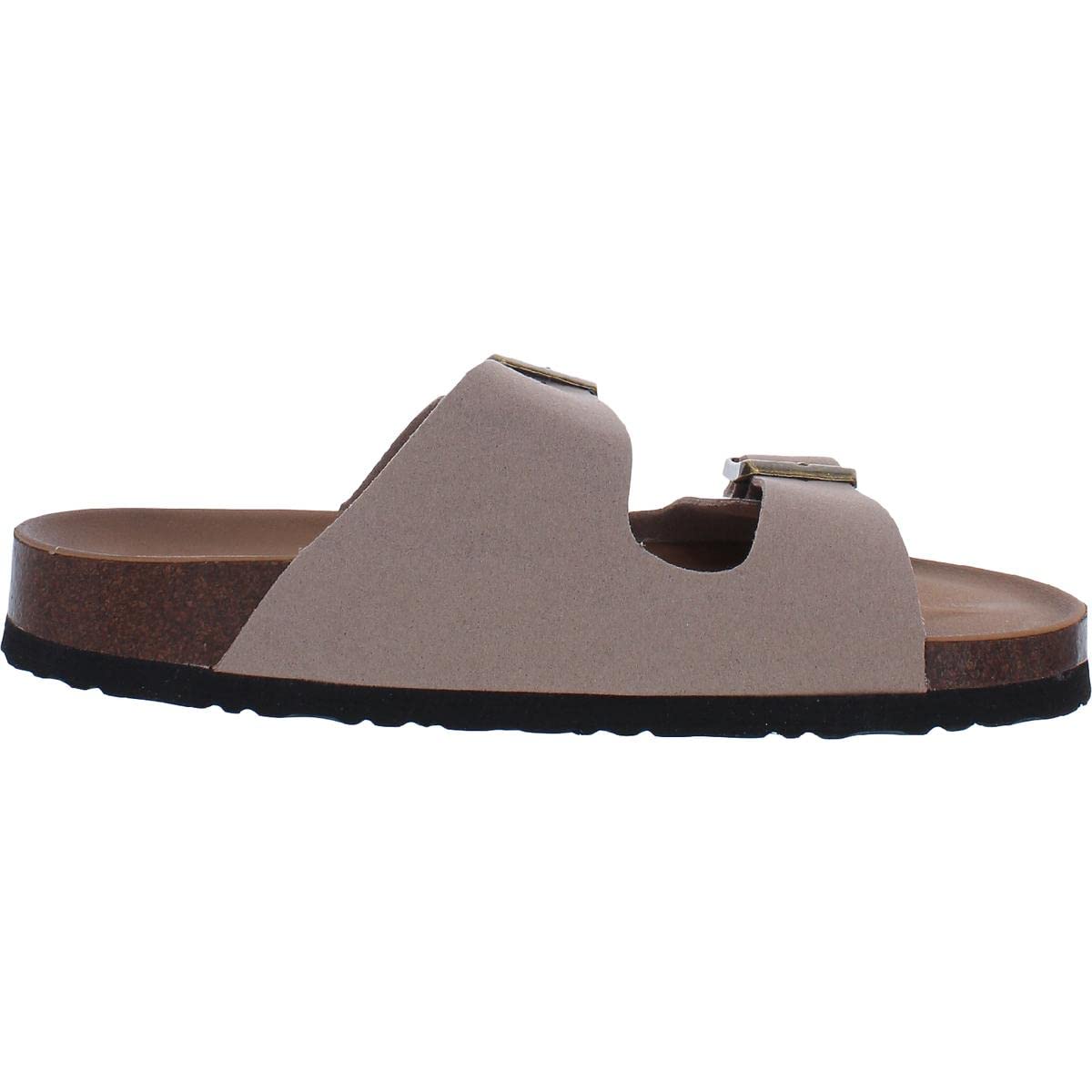 Skechers Womens Faux Suede Slip-On Footbed Sandals Taupe 9 Medium (B,M)