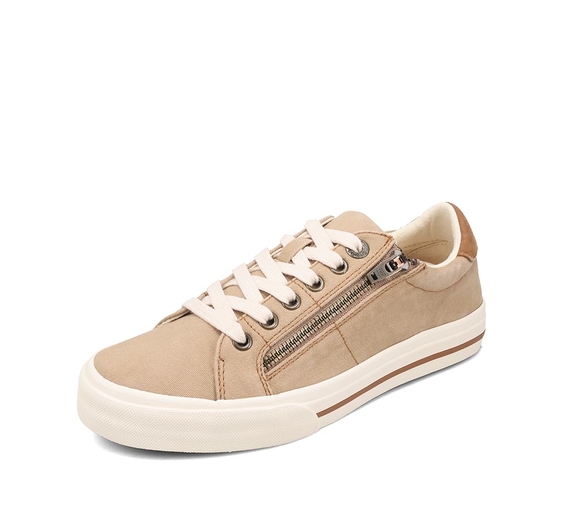 Taos Z Soul Women's Sneaker - Stylish Platform Sneaker with Removable Footbed, Arch Support, Premium Cushioning, Lace-Up Adjustability, and Easy Access Zipper Tan/Golden Tan Distressed 10 (M) US