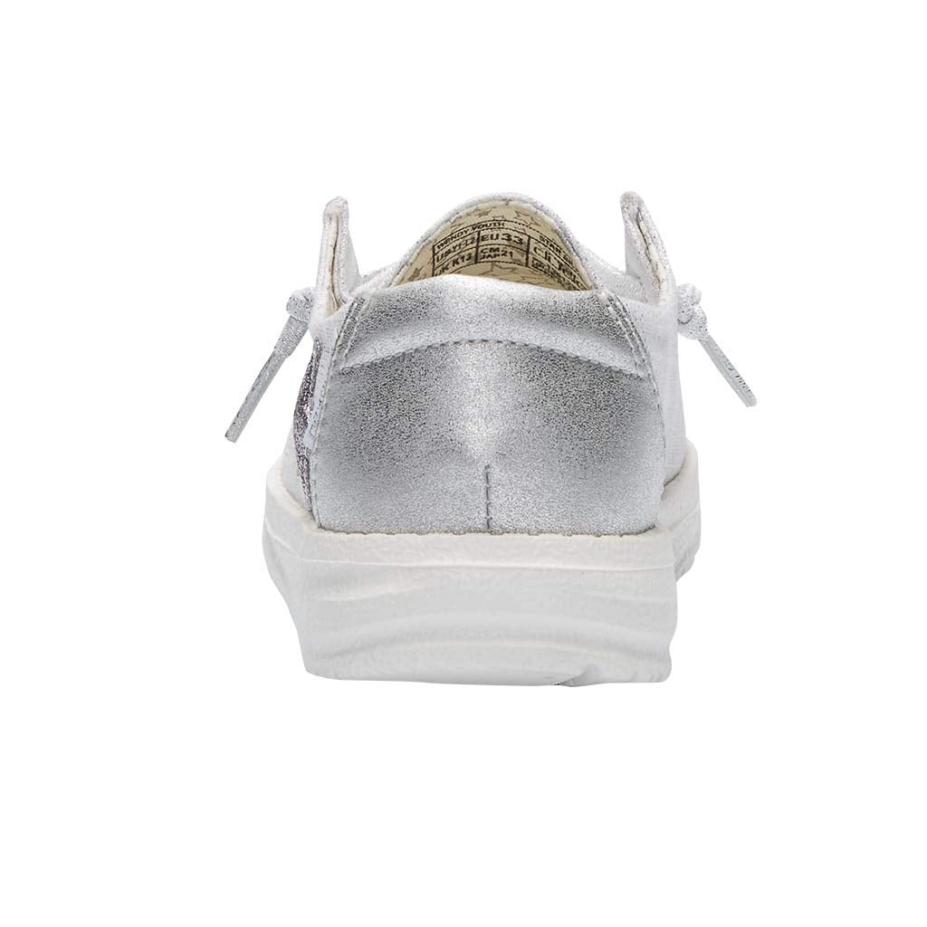 HEYDUDE Girl's Wendy Toddler Star Sliver Size 8 | Girl’s Shoes | Girl’s Lace Up Loafers | Comfortable & Light-Weight