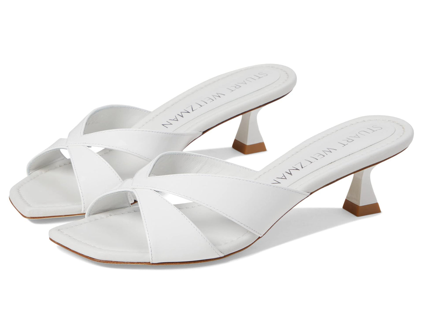 Stuart Weitzman Miami Xcurve 50 Slide White 8 B