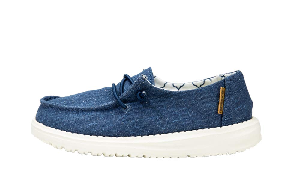 HEYDUDE Girl's Wendy Youth Sparkling Denim Size 13 | Girl’s Shoes | Girl’s Lace Up Loafers | Comfortable & Light-Weight