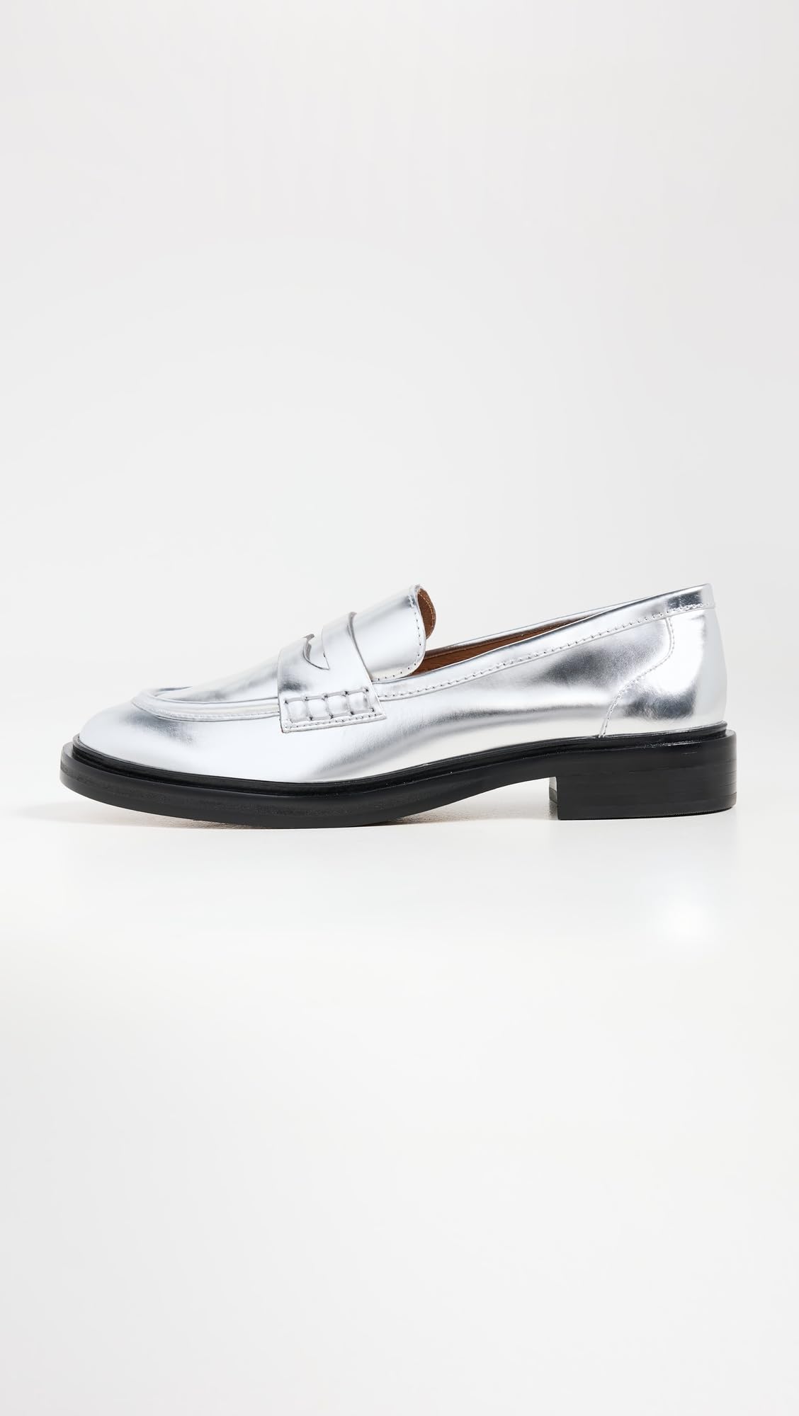 Madewell Women's The Vernon Loafer in Specchio Leather, Silver Speccio, 7 Medium US