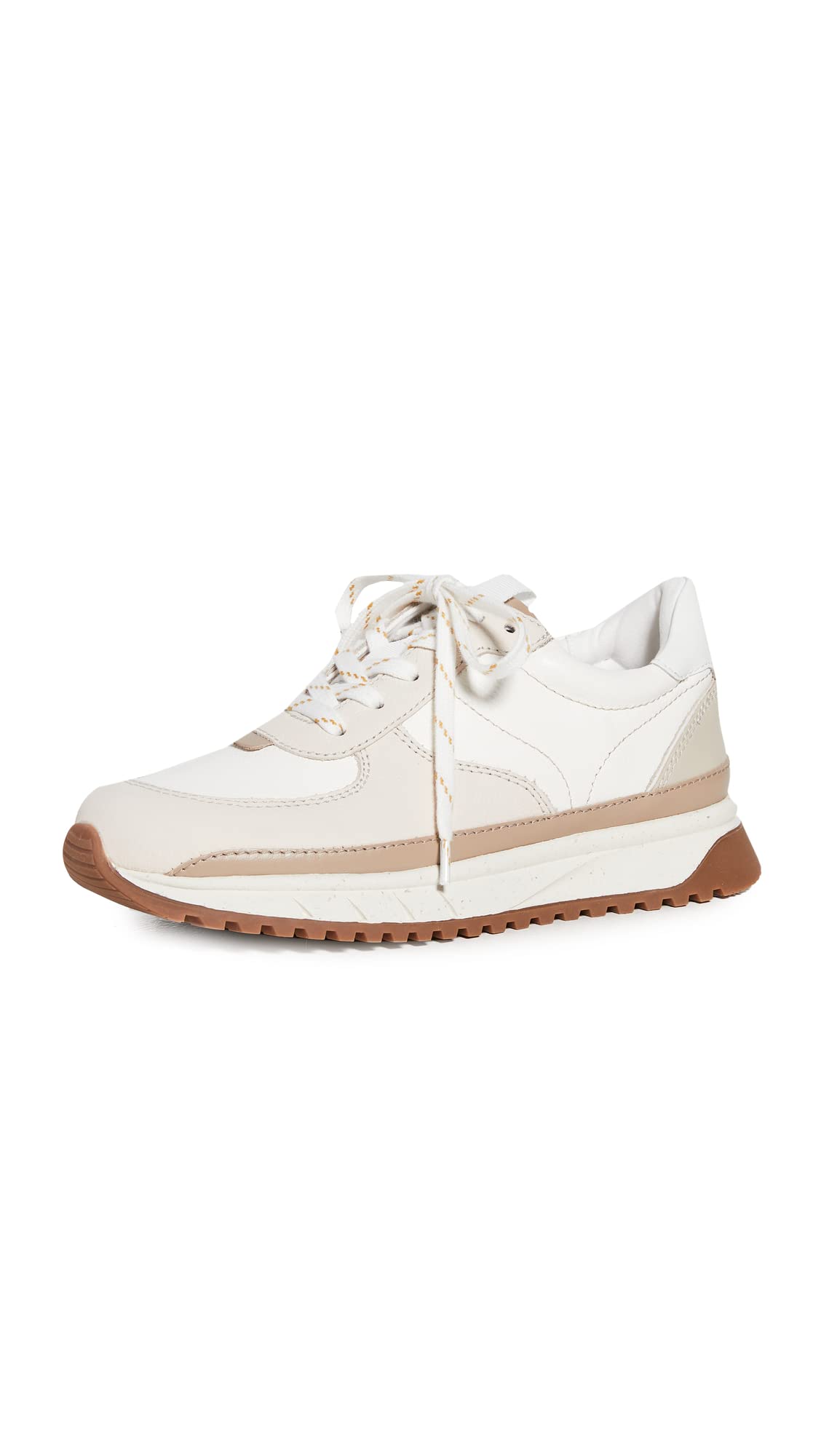 Madewell Women's Kickoff Trainer Sneakers in Neutral Colorblock Leather, Antique Cream Multi, 6 Medium US