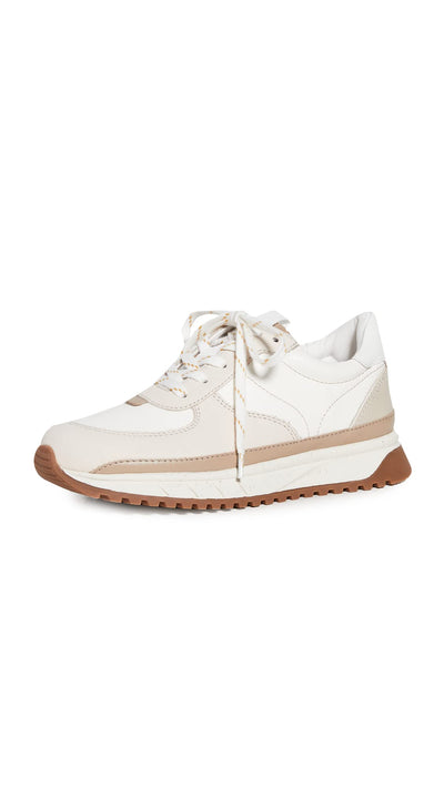 Madewell Women's Kickoff Trainer Sneakers in Neutral Colorblock Leather, Antique Cream Multi, 6 Medium US