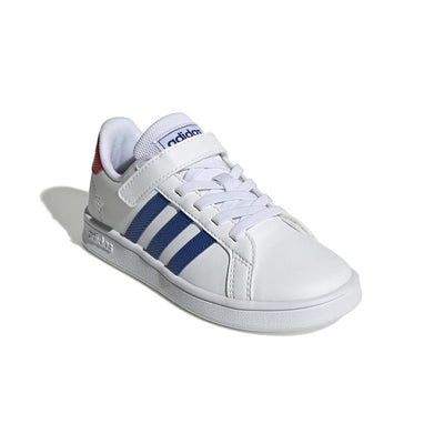 Adidas Little Kids Unisex Grand Court Sneakers, White/Team Royal Blue/Vivid Red, 1.5