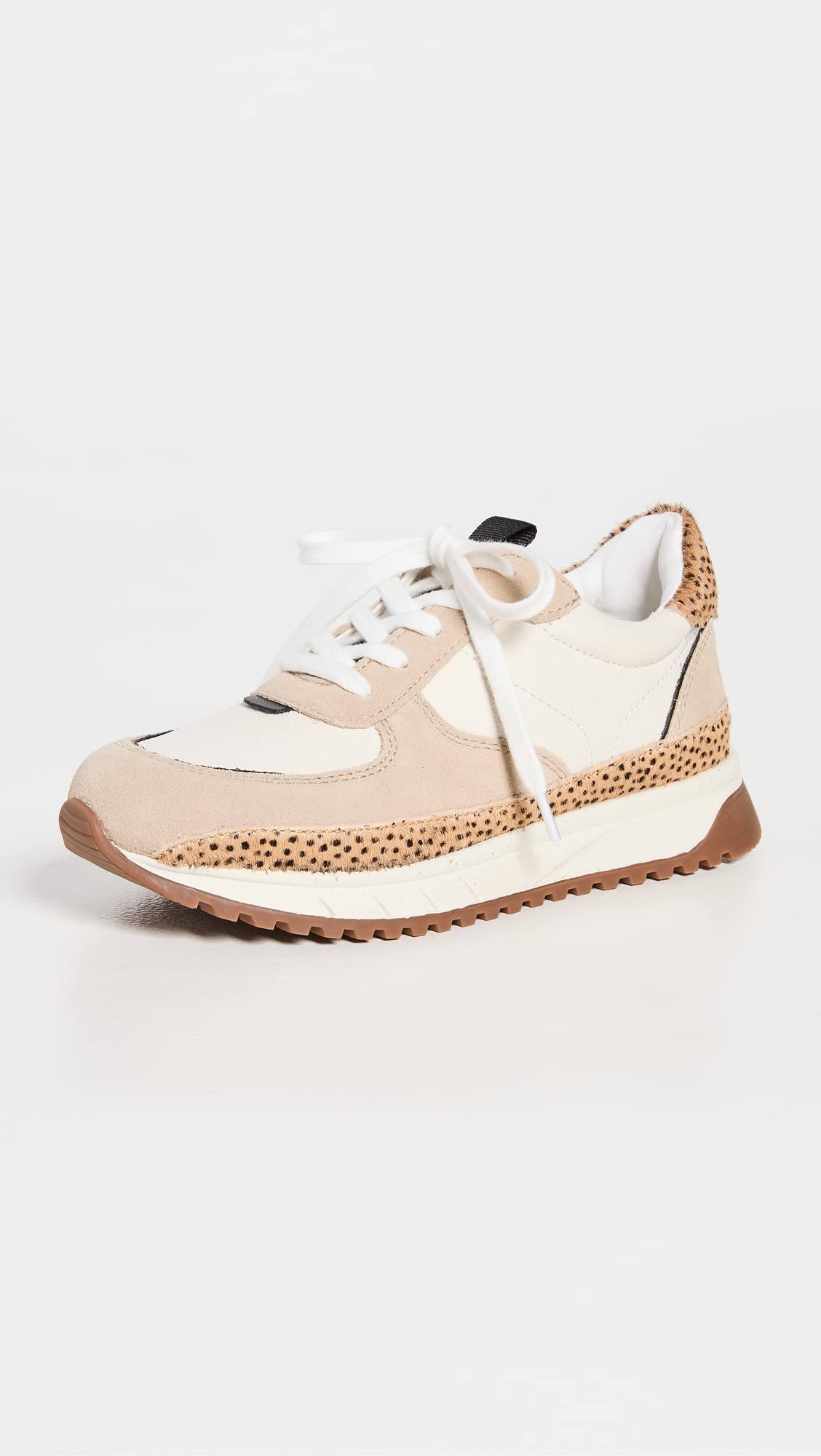 Madewell Kickoff Trainer Sneakers in Leather and Spot Dot Calf Hair Aged Stucco Multi 8 M